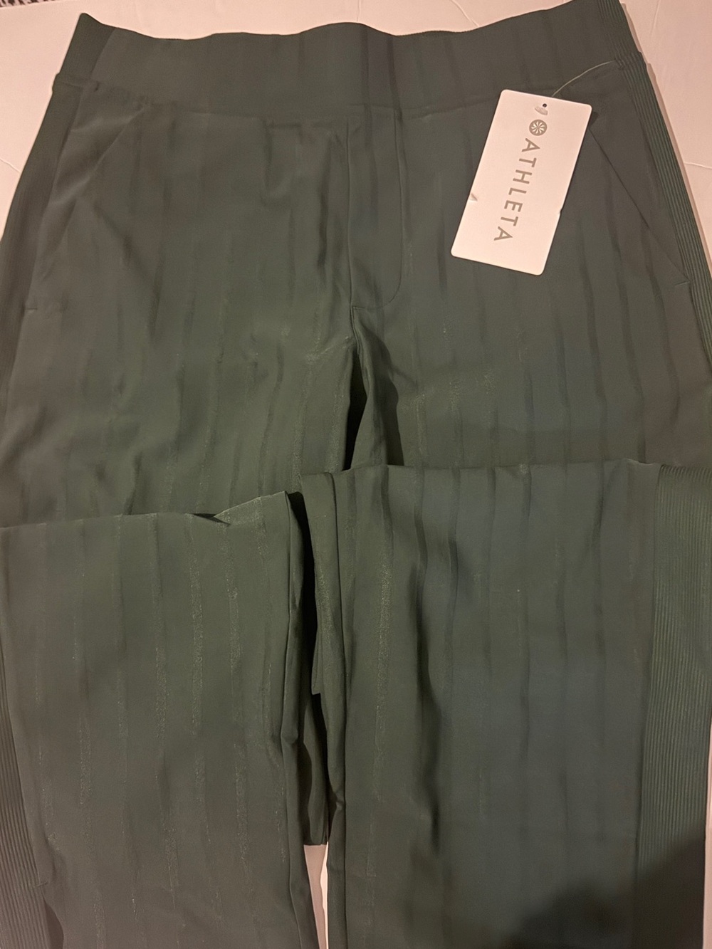 NWT Athleta Brooklyn Ankle Pant Gloss Stripe Seaweed Green Size 4